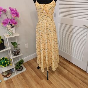 Floral Yellow Maxi Dress Size L New No Tag
